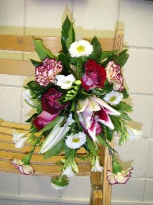 Chair back floral decoration Chair back floral decoration