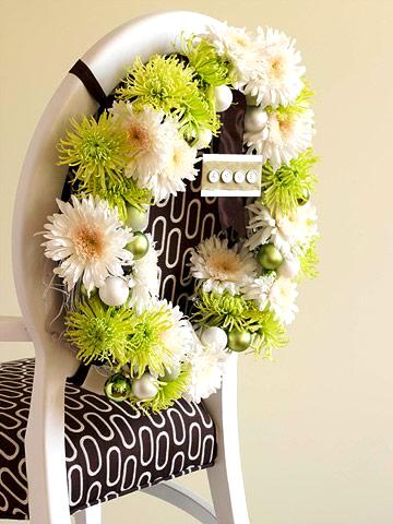 Chair back floral arrangement, photo credit: Better Homes and Gardens