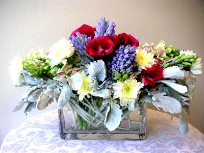 cubic glass container arrangement