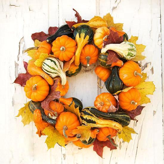 pumpkin wreath, photo credit: Better Homes and Gardens