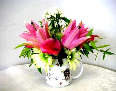 mug cup flower arrangement