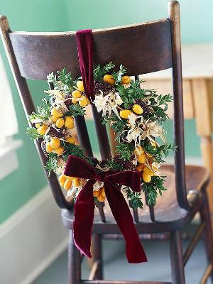 Chair back floral arrangement, photo credit:Better Homes and Gardens Chair back floral arrangement, photo credit:Better Homes and Gardens